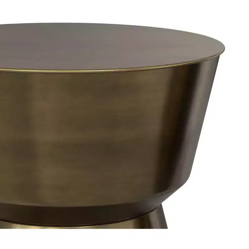 Solana 16 inch Wide Modern Metal Side Table in Antique Brass Iron, Assembled
