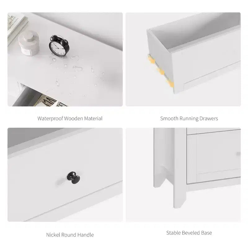 6 Chest of Drawer Dresser 2pcs , Deep Drawers Nickel Round Handle, Wood Organizer with Ample Storage Space for Bedroom, Living Room, Entryway, White