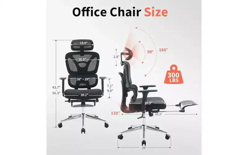 Ergonomic Office Chair - Adjustable Headrest, Lumbar Support & 3D Armrests, Wide Seat Computer Desk Chair for Bedroom, Study & Gaming