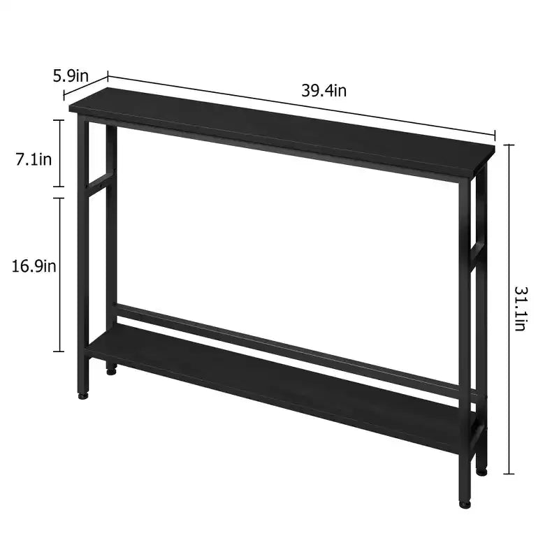 Modern Slim 2-Tier Console Table with Adjustable Shelf Space-Saving Sofa Side Table for Living Room, Entryway, Hallway or Behind Couch
