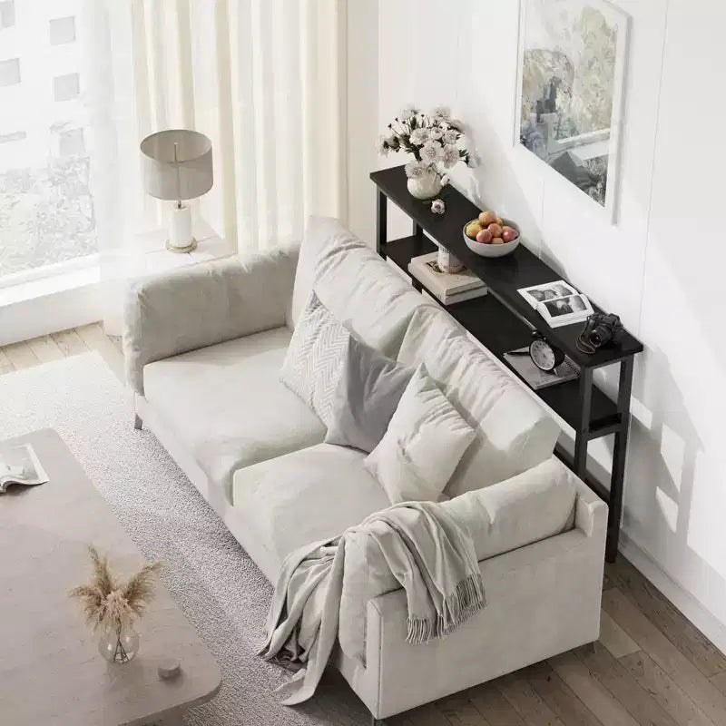 Modern Slim 2-Tier Console Table with Adjustable Shelf Space-Saving Sofa Side Table for Living Room, Entryway, Hallway or Behind Couch