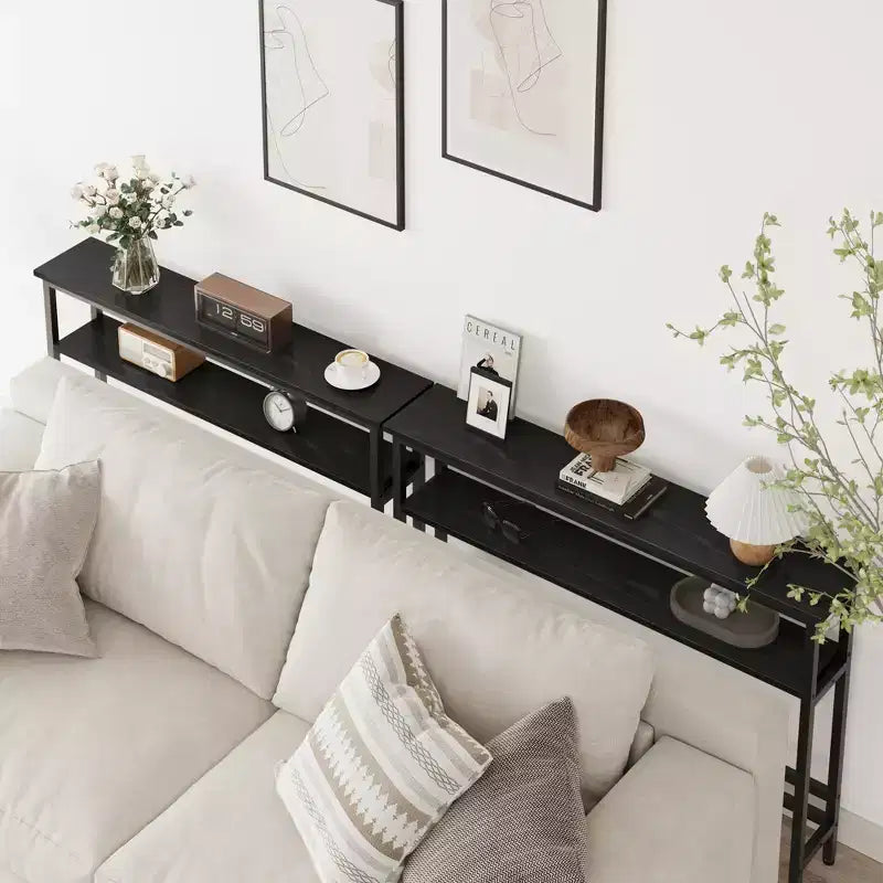 Modern Slim 2-Tier Console Table with Adjustable Shelf Space-Saving Sofa Side Table for Living Room, Entryway, Hallway or Behind Couch