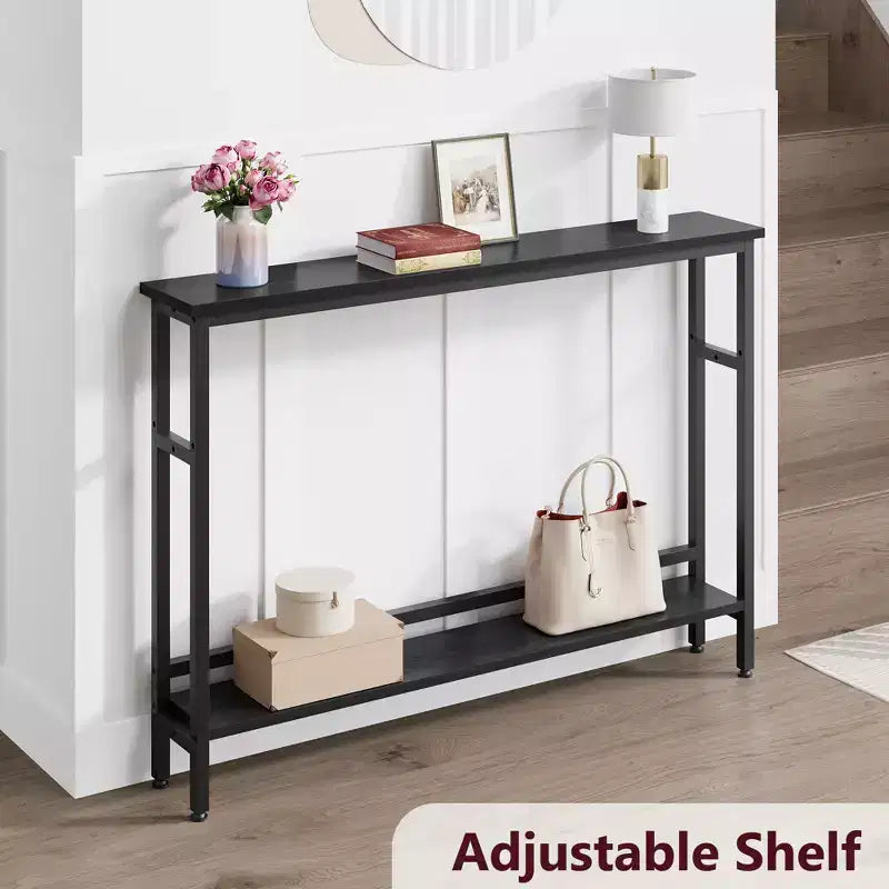Modern Slim 2-Tier Console Table with Adjustable Shelf Space-Saving Sofa Side Table for Living Room, Entryway, Hallway or Behind Couch