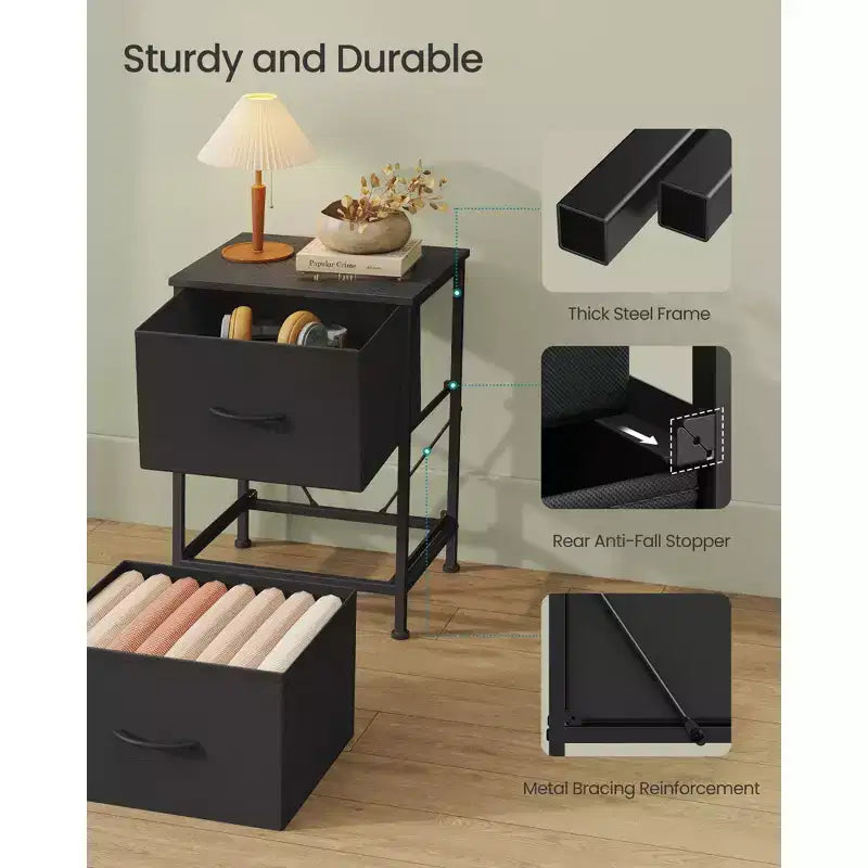 SONGMICS BELLAH Collection - Dressers for Bedroom, Chest of Drawers, 2 Drawers, Storage Organizer Unit, Set of 2, Modern