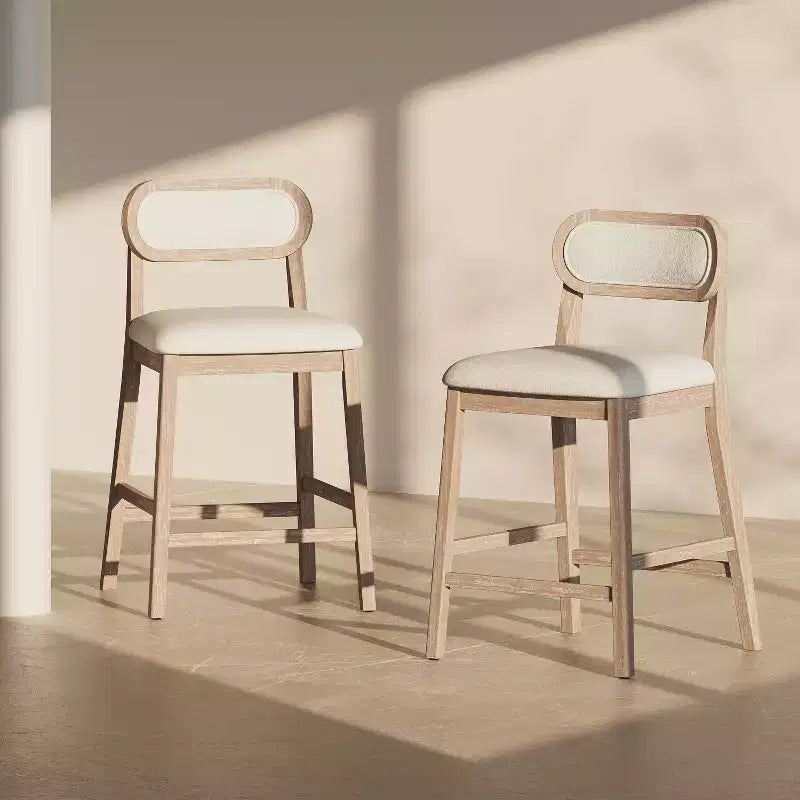 Christopher Knight Home Calder Modern 26.5 Rubber Wood Upholstered Bar Stool (Set of 2)