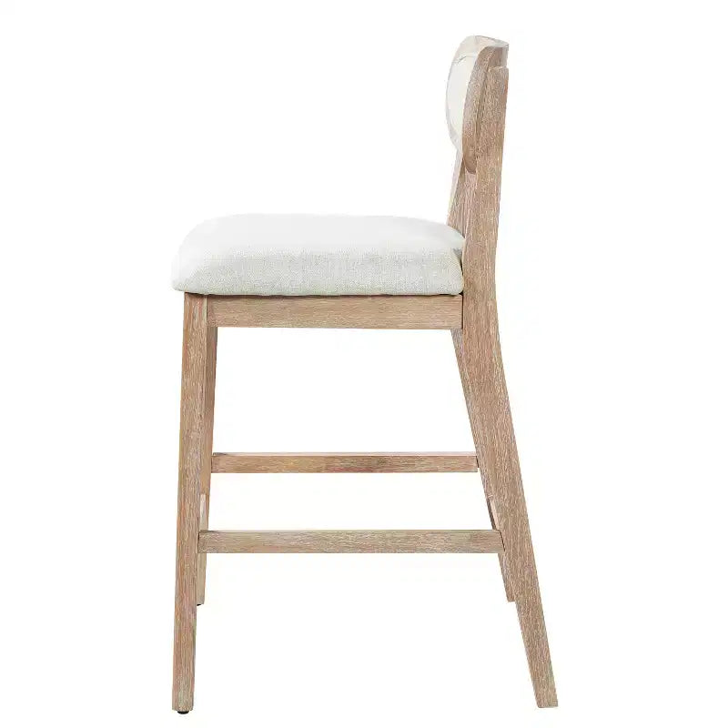 Christopher Knight Home Calder Modern 26.5 Rubber Wood Upholstered Bar Stool (Set of 2)