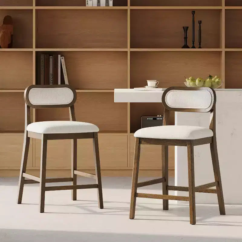 Christopher Knight Home Calder Modern 26.5 Rubber Wood Upholstered Bar Stool (Set of 2)
