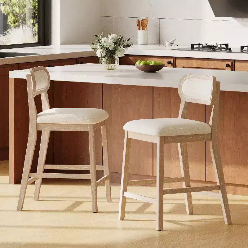 Christopher Knight Home Calder Modern 26.5 Rubber Wood Upholstered Bar Stool (Set of 2)
