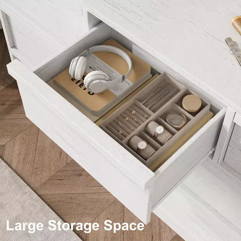 7 Drawer Dresser for Bedroom, White Dresser Organizer with Concave Handles, Modern 7 Chest of Drawers for Bedroom Living Room Nursery