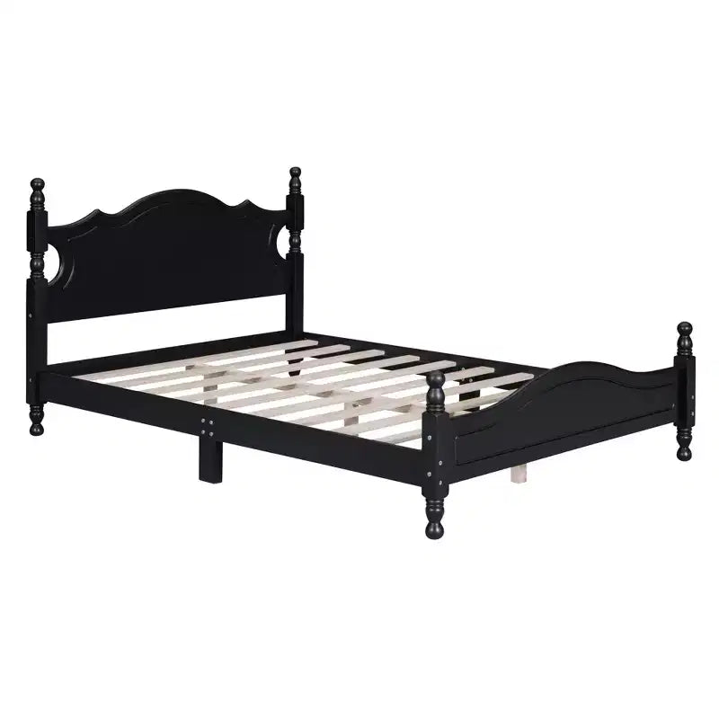 FAMYYT Full Size Wood Platform Bed With Wooden Slat Support, Easy Assembly