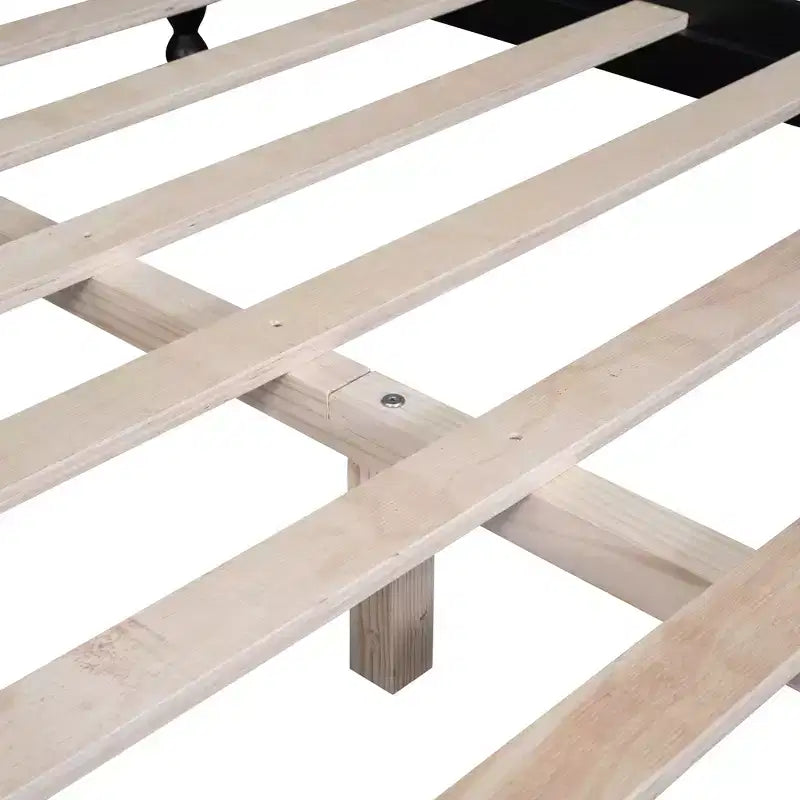 FAMYYT Full Size Wood Platform Bed With Wooden Slat Support, Easy Assembly