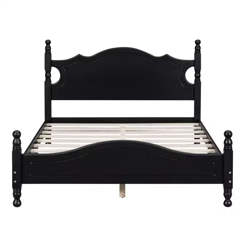 FAMYYT Full Size Wood Platform Bed With Wooden Slat Support, Easy Assembly