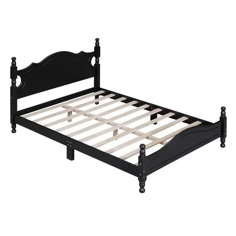 FAMYYT Full Size Wood Platform Bed With Wooden Slat Support, Easy Assembly