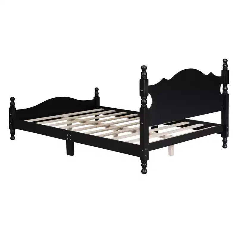 FAMYYT Full Size Wood Platform Bed With Wooden Slat Support, Easy Assembly