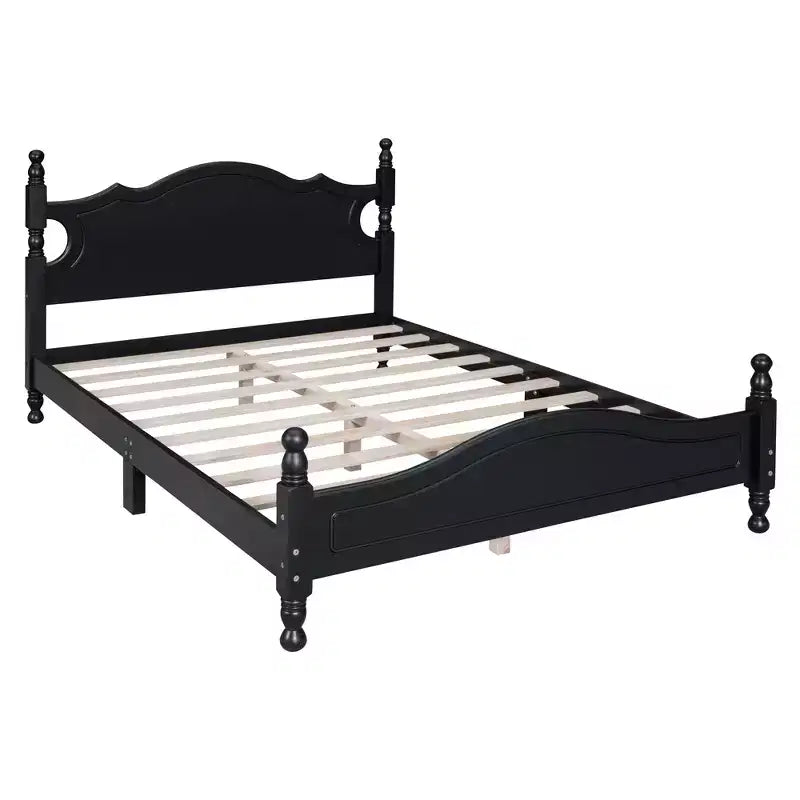 FAMYYT Full Size Wood Platform Bed With Wooden Slat Support, Easy Assembly