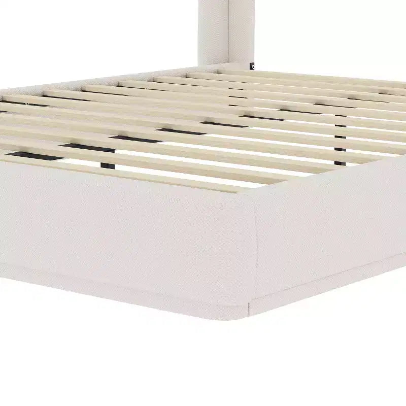 FAMYYT Queen Size Bed With Padded Headboard, Easy Assembly