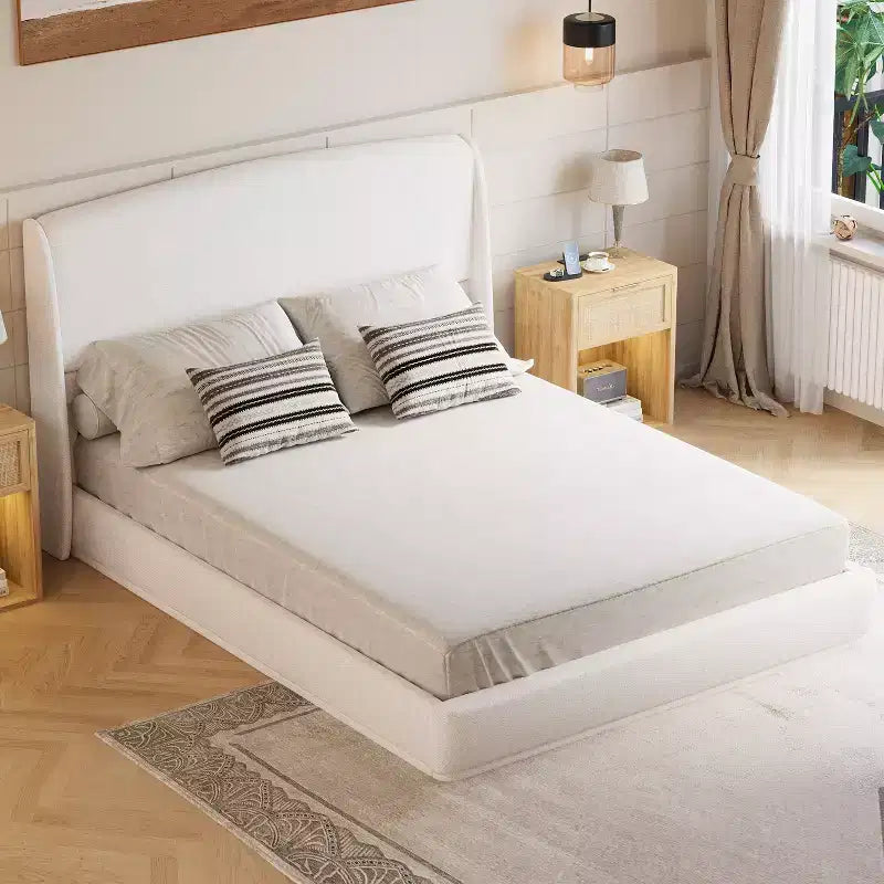 FAMYYT Queen Size Bed With Padded Headboard, Easy Assembly