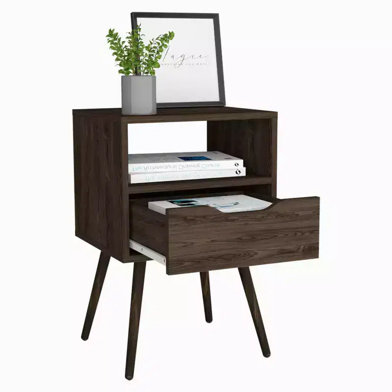 HomeRoots 25 Brown Wood One Drawer Nightstand