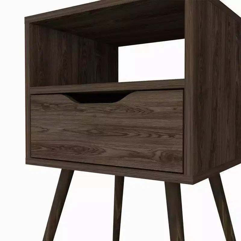 HomeRoots 25 Brown Wood One Drawer Nightstand