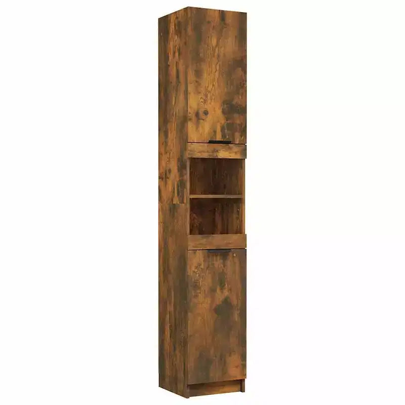 vidaXL Bathroom Cabinet Smoked Oak Engineered Wood Tall Bathroom Cabinet