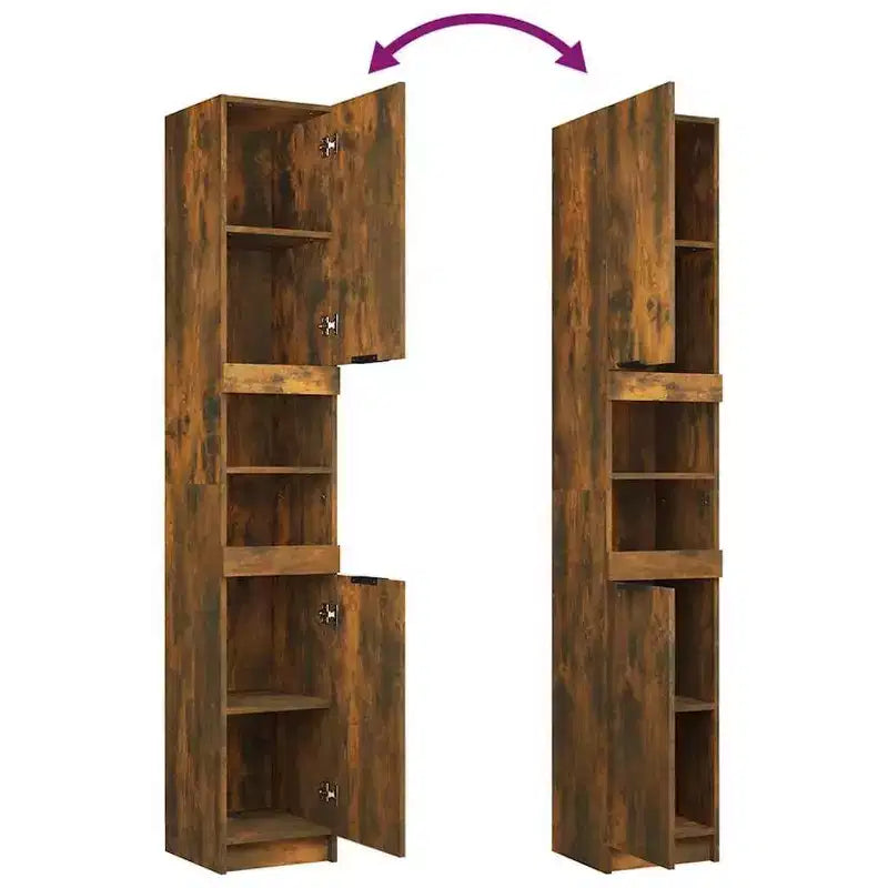 vidaXL Bathroom Cabinet Smoked Oak Engineered Wood Tall Bathroom Cabinet