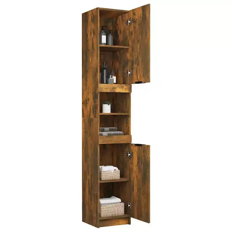 vidaXL Bathroom Cabinet Smoked Oak Engineered Wood Tall Bathroom Cabinet