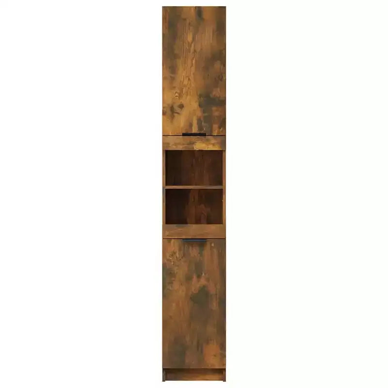 vidaXL Bathroom Cabinet Smoked Oak Engineered Wood Tall Bathroom Cabinet