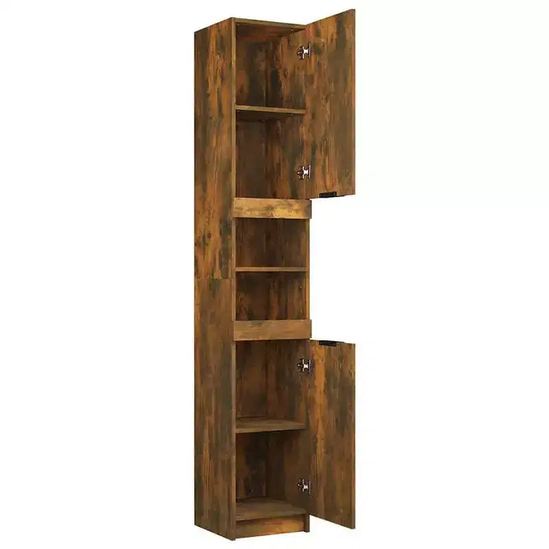 vidaXL Bathroom Cabinet Smoked Oak Engineered Wood Tall Bathroom Cabinet