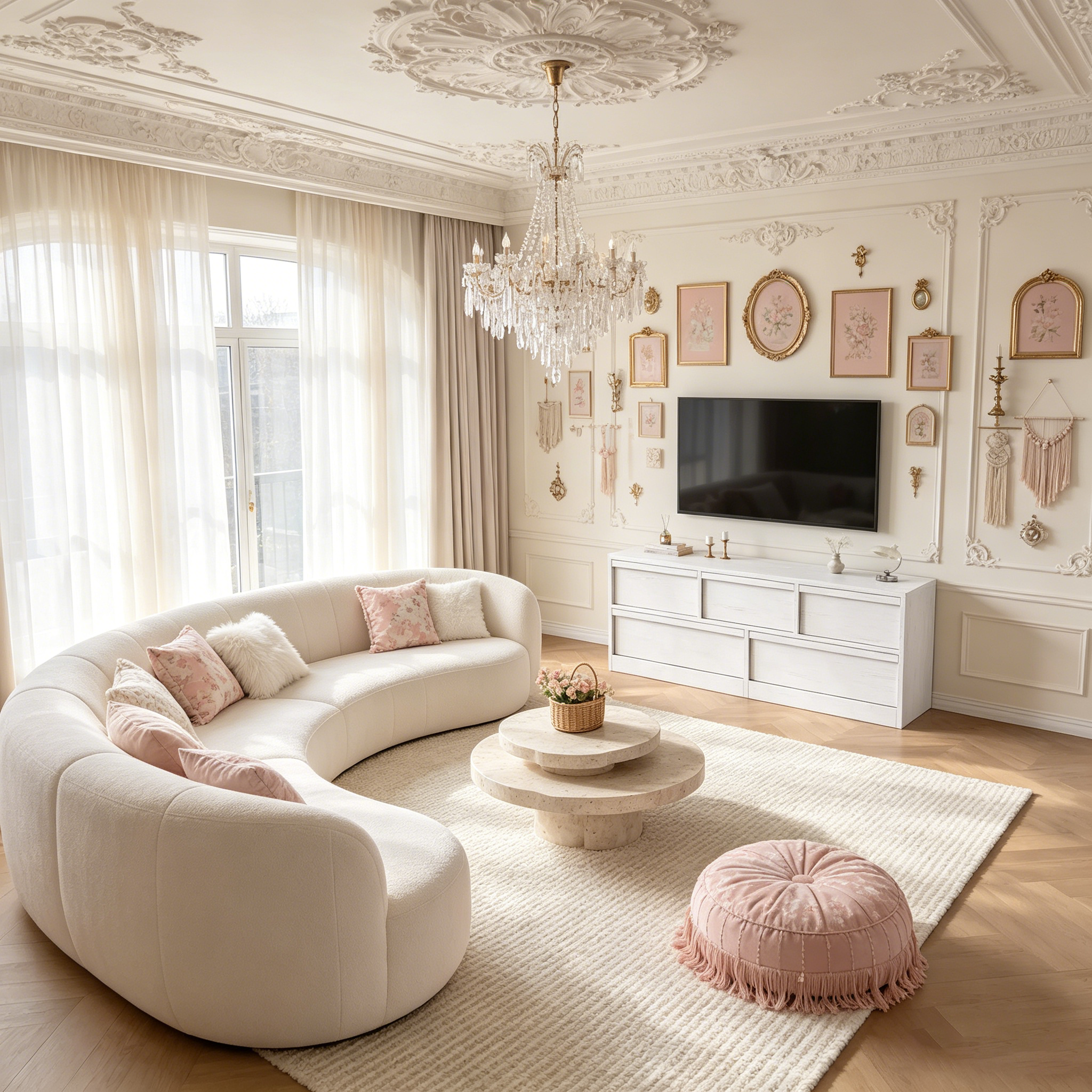Commode à 7 tiroirs pour chambre, Organiseur de commode blanc avec poignées concaves