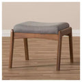 Roxy Mid - Century Modern Wood Finish and Fabric Upholstered Ottoman - Gray, Walnut Brown - Baxton Studio