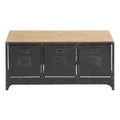Wood Storage Bench 3 Drawers Black - Olivia & May: Industrial Style, Metal Frame, Distressed Finish, 300 lb Capacity