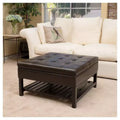 Christopher Knight Home Miriam Wood Storage Ottoman Brown: Footstool, Rack, Bonded Leather