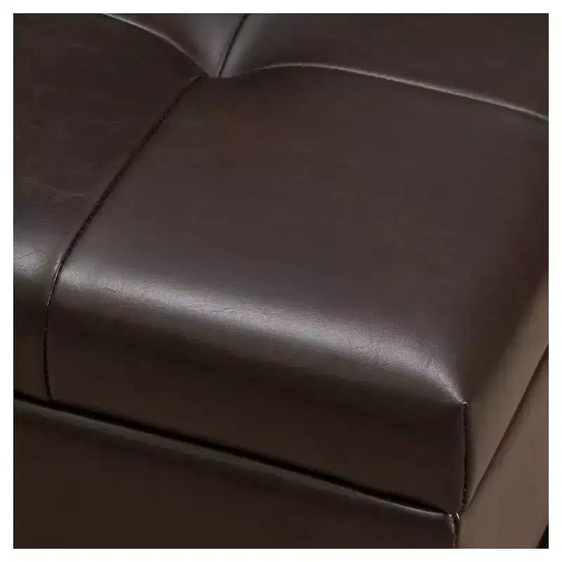 Christopher Knight Home Miriam Wood Storage Ottoman Brown: Footstool, Rack, Bonded Leather