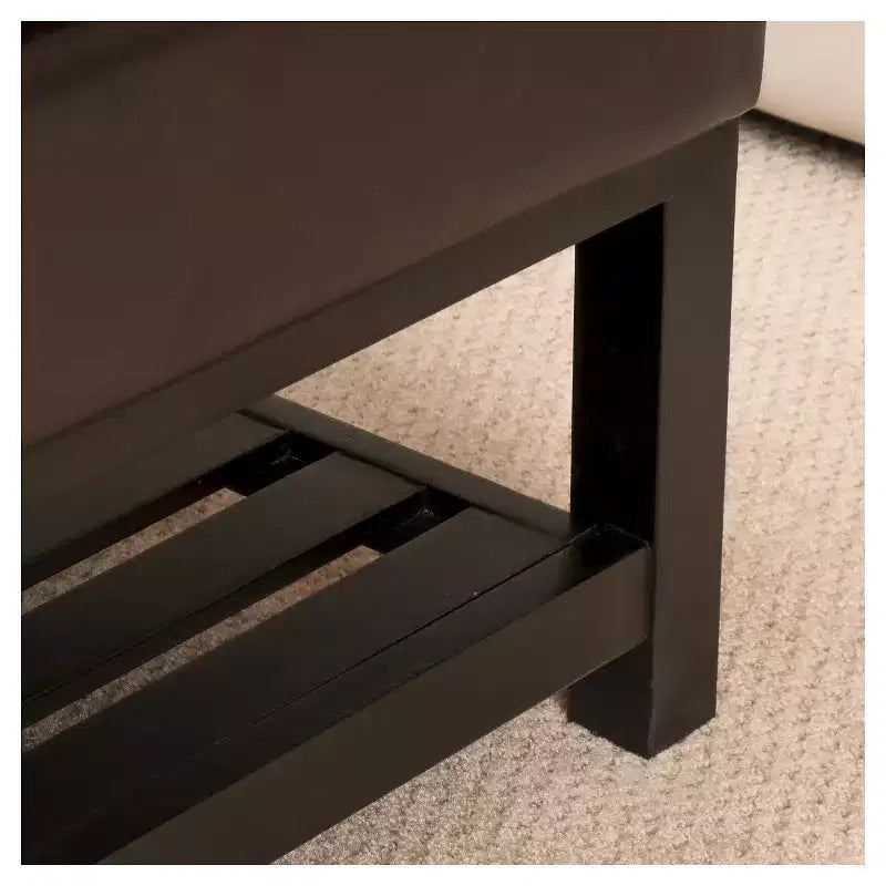Christopher Knight Home Miriam Wood Storage Ottoman Brown: Footstool, Rack, Bonded Leather