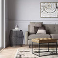 Trubeck Tufted Metal Base Ottoman Faux Leather Brown - Threshold™: Padded Footstool, No Assembly Required