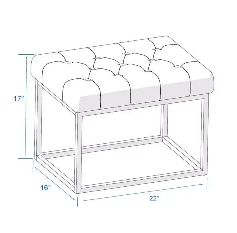 Trubeck Tufted Metal Base Ottoman Faux Leather Brown - Threshold™: Padded Footstool, No Assembly Required