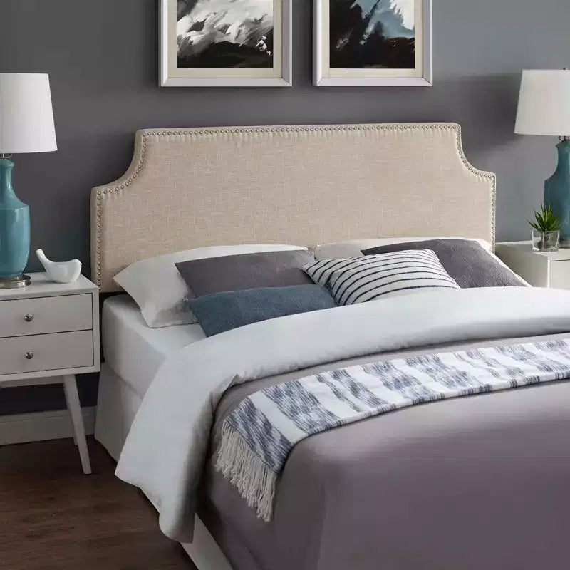 Queen Laura Upholstered Fabric Headboard Beige - Modway