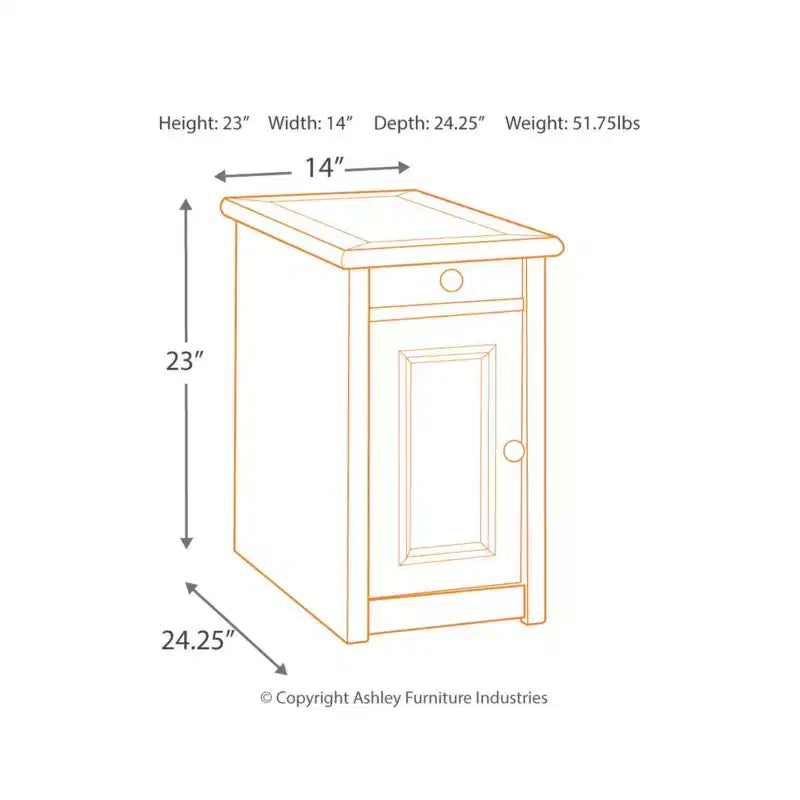 Signature Design by Ashley Bolanburg Chair Side End Table Brown/White: Vintage Style, USB Ports, Storage Cabinet