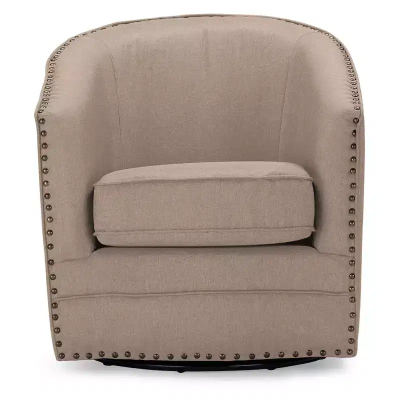 Porter Modern And Contemporary Classic Retro Fabric Upholstered Swivel Tub Chair - Baxton Studio