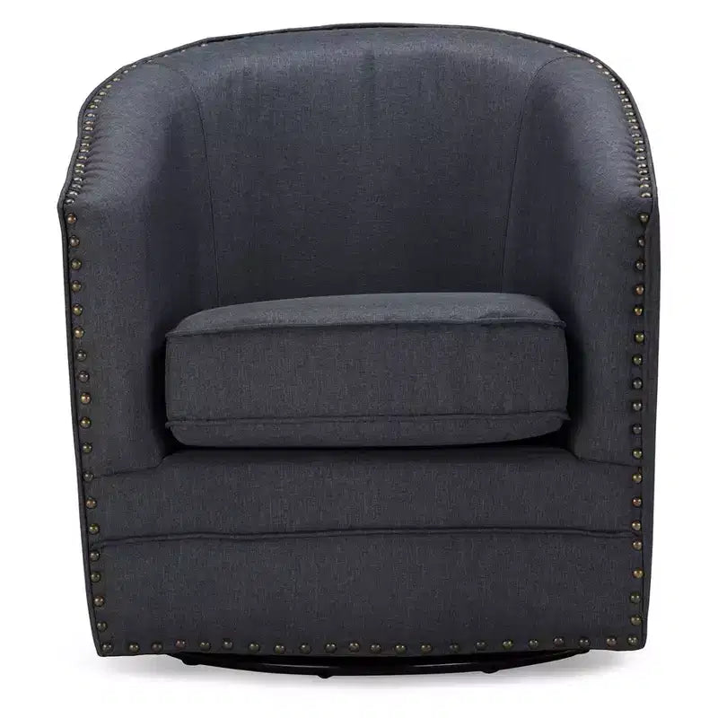 Porter Modern And Contemporary Classic Retro Fabric Upholstered Swivel Tub Chair - Baxton Studio